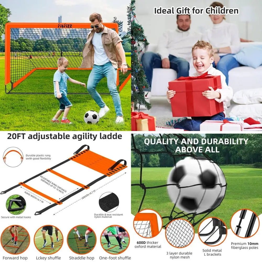 

Portable 6x4ft Soccer Goal Set with Ball, Ladder, and Cones for Backyard Training