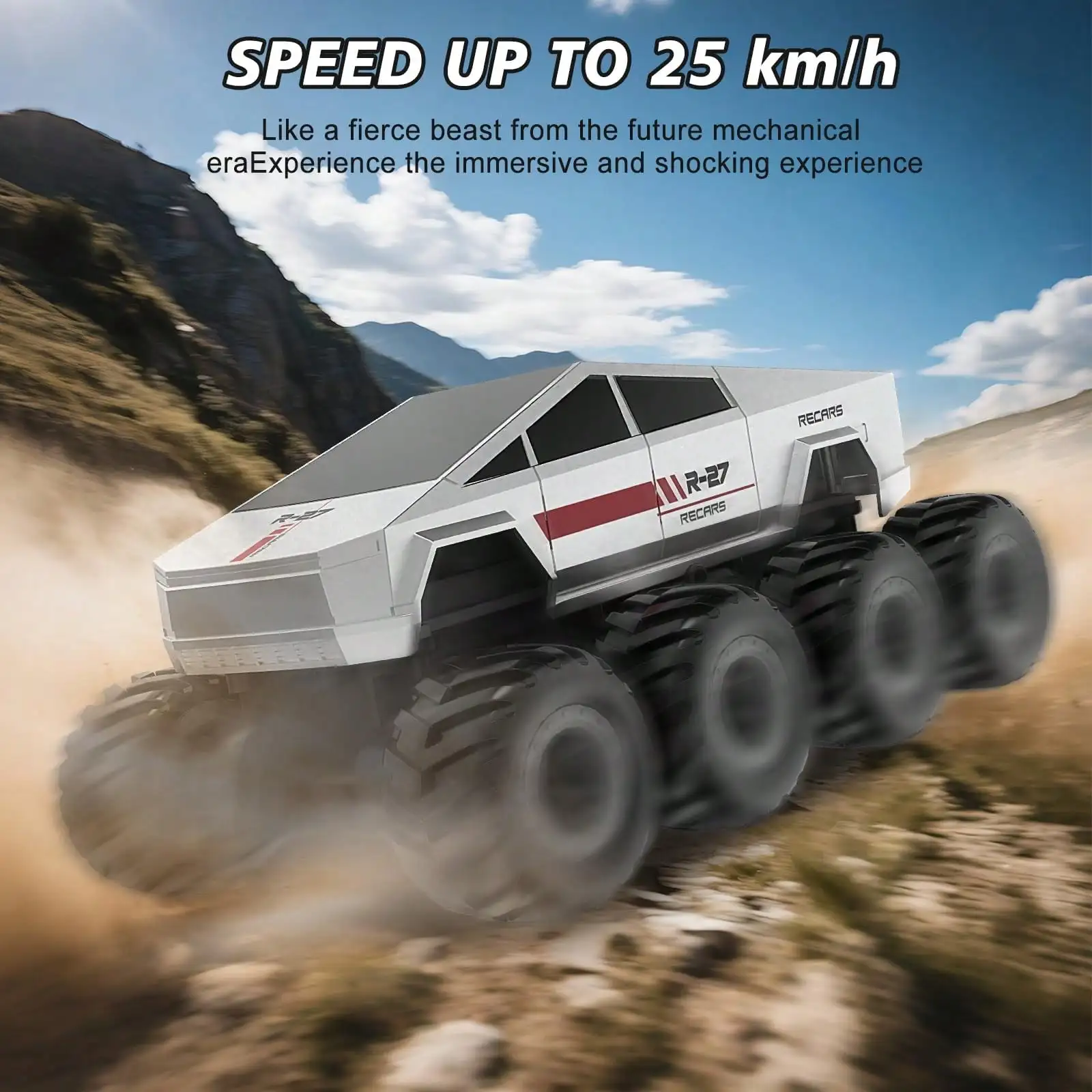 

8WD Amphibious RC Truck, 2.4GHz Off-Road Monster Car with Drift, All-Terrain Toy Gift for Boys 6+