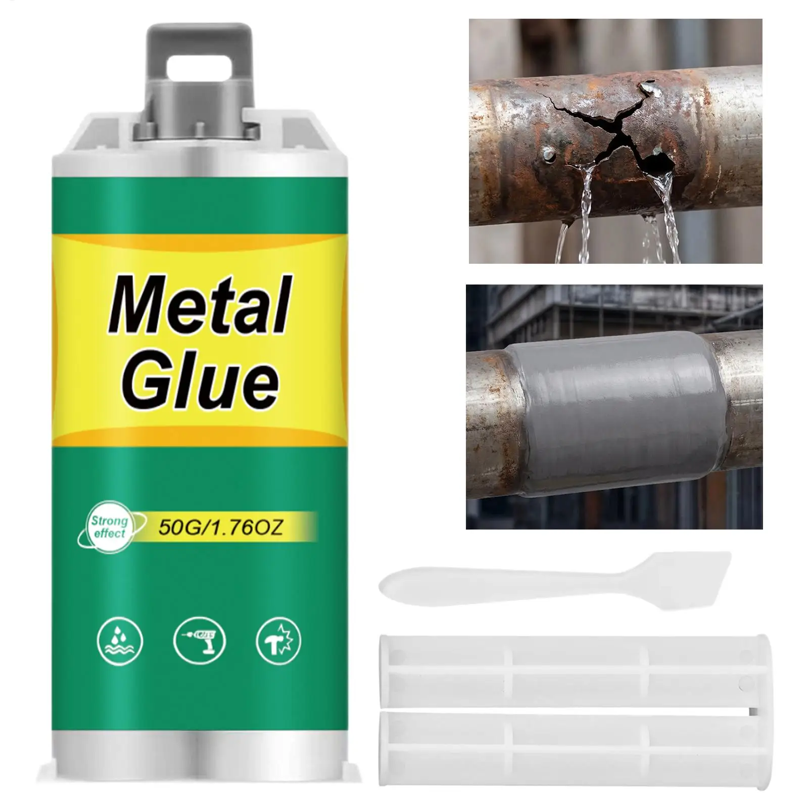 Metal Bonding Adhesive 50g Welding Repair Adhesive Metal Curing Glue for Home Outdoor Industry Mechanics Crafts Wood Glass