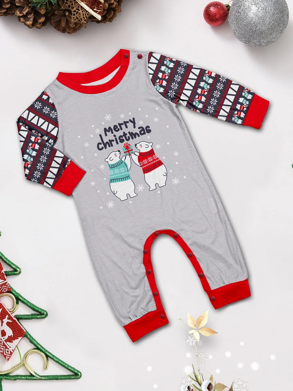 Christmas Family Matching Pajamas Sets Adult Kids Nightwear Tops+Pants Family Look Xmas Sleepwear Suits Baby Boys Girls Romper