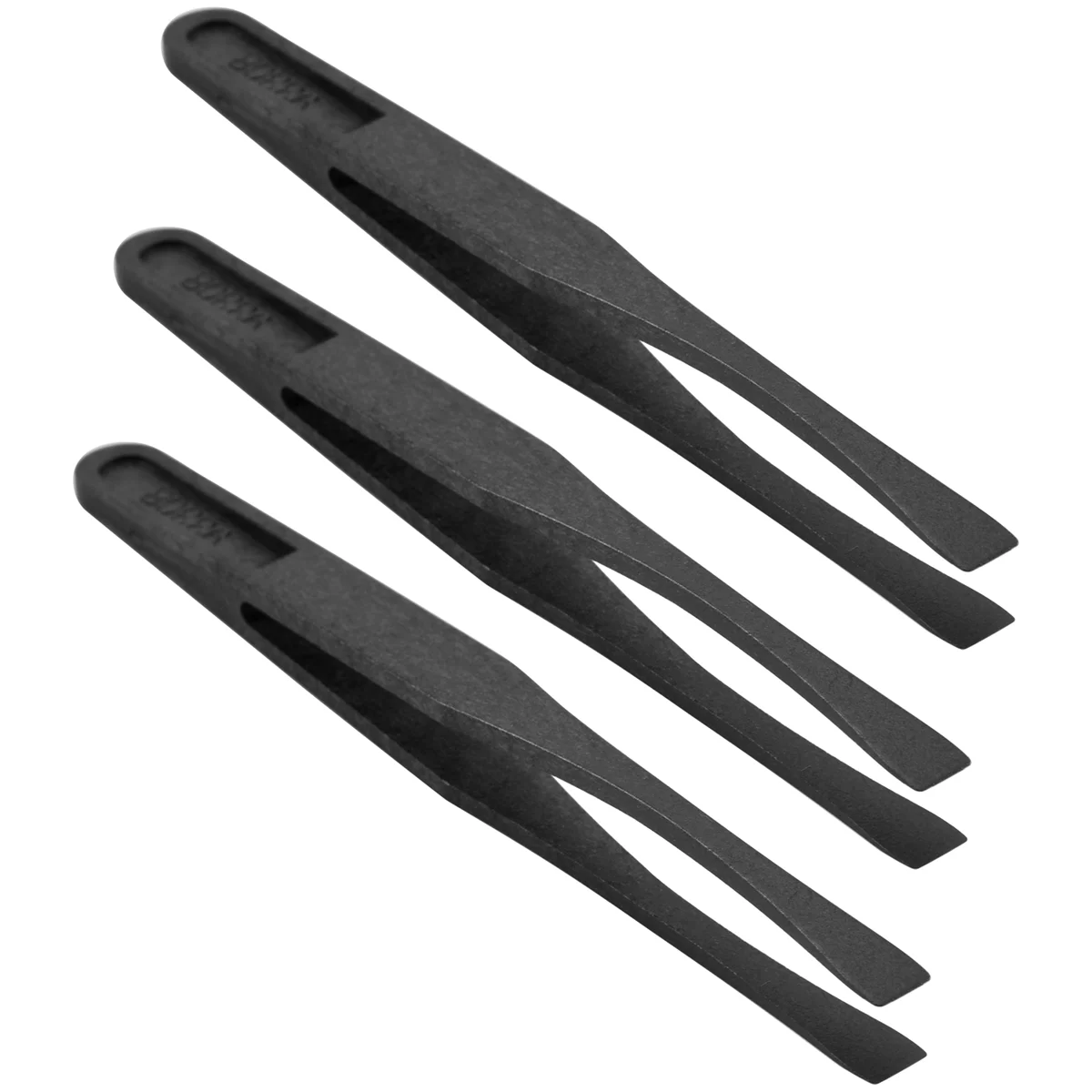 115Mm Long Flat Tip Black Plastic Anti-Static Tweezers 3 PcsT98C