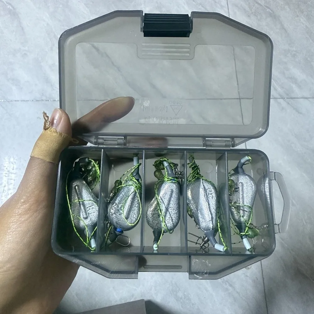 5pcs/Box 5pcs Set Fishing Rig Kit Flat Heart-Shaped Lead Built-In Drop Weight Drop Weight Tackle Reservoir Design