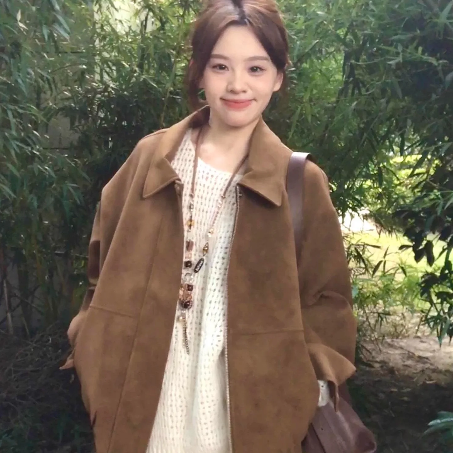 

Vintage For Women Spring And Autumn 2026 New High-End Small Size Turn-Down Collar Loose Casual Jacket Top