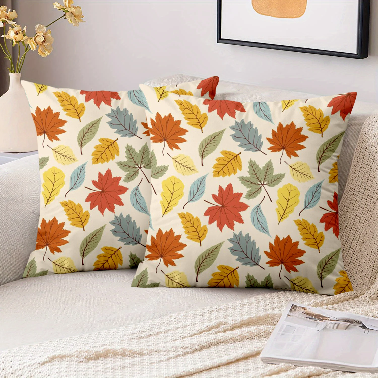 1 Pieces Autumn Leaf Patterned Decorative Throw Pillow Covers Polyester pillowcase sofa decorative cushion cov Headboard Pillow