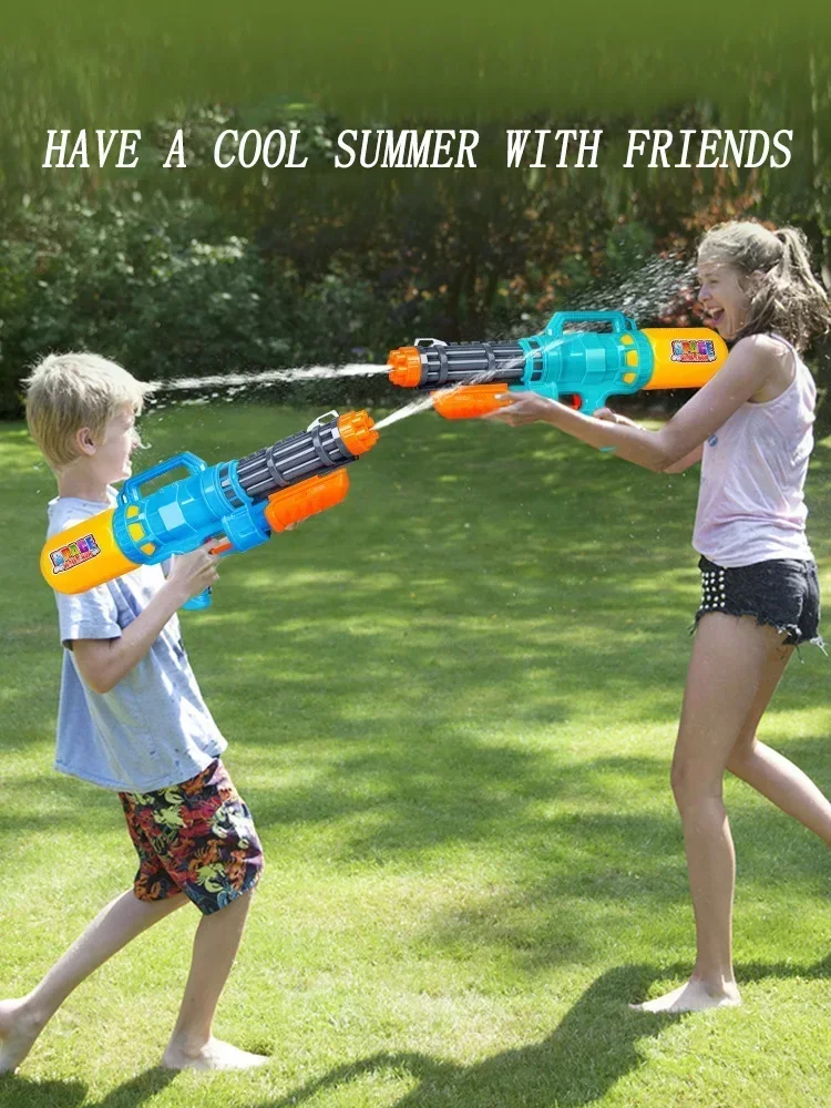 1200ml Large Capacity Gatling Water Gun Toy Weapon High Power Manual Water Pistol Spray Pool Summer Toys for Boys Kids Gifts