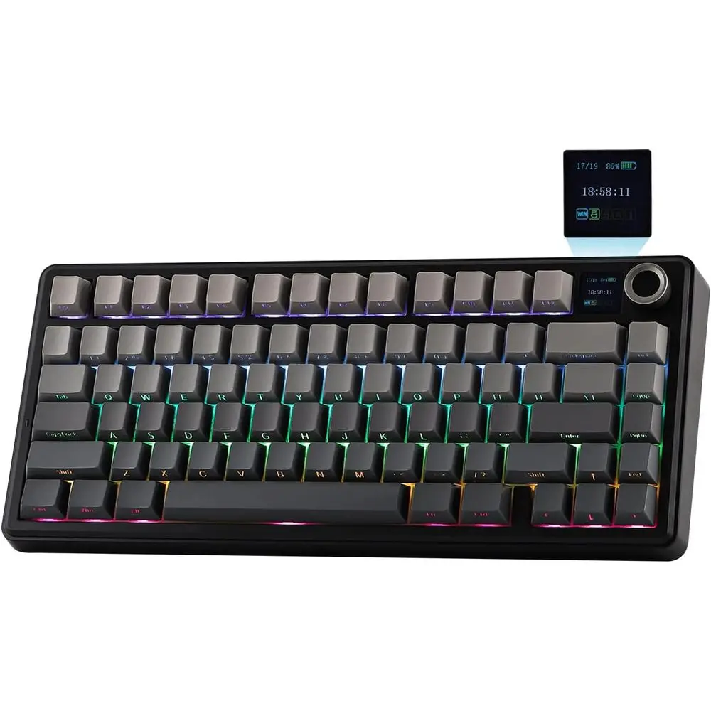 75% Mechanical Keyboard with Hot Swap, RGB Backlight, and Knob for PC/Linux - Black Gradient
