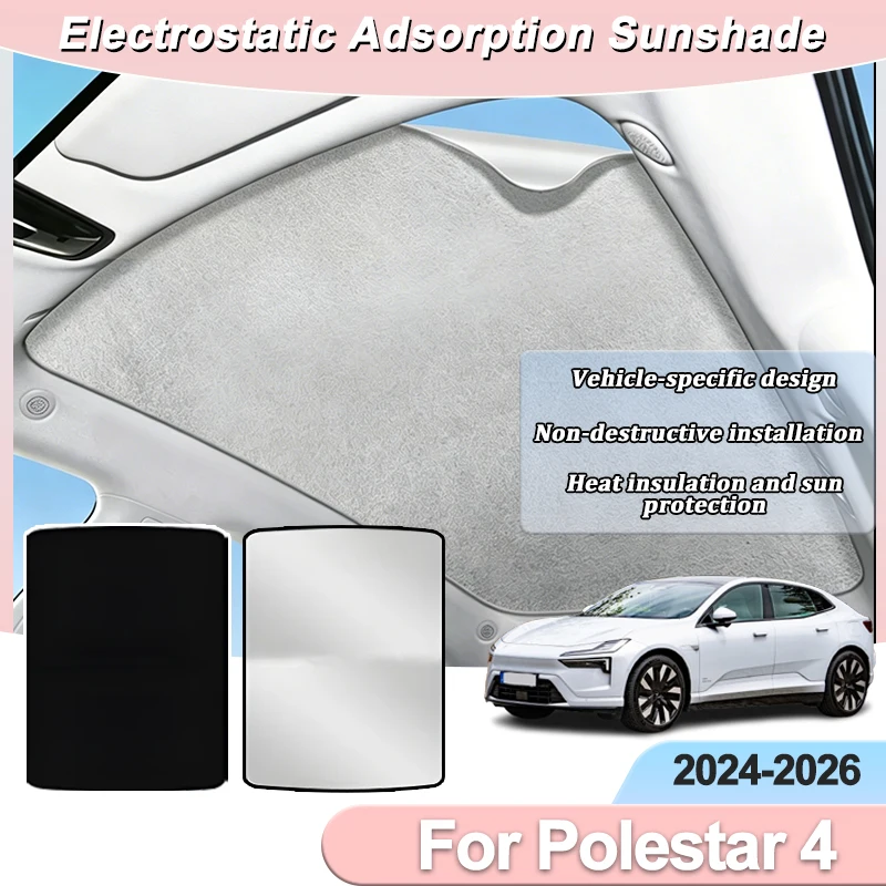 

For Polestar 4 2024 2025 2026 Car Roof Sun Shades Electrostatic Adsorption Sunroof Sunshade Skylight Parts Protector Accessorie