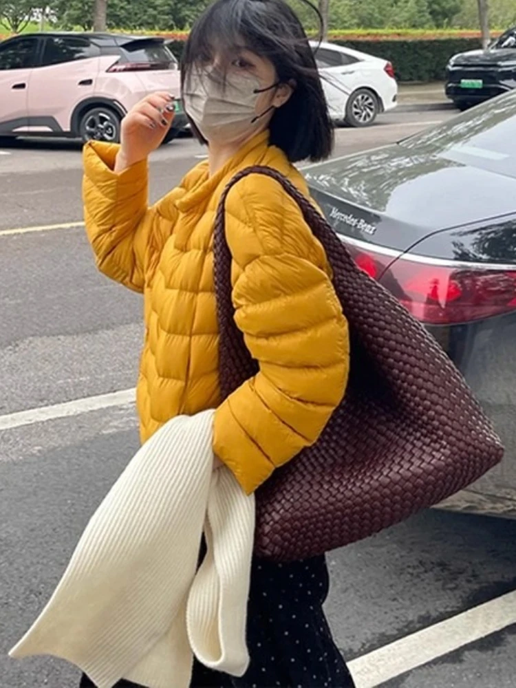 Padded Short Cotton Jacket Women Winter Warm Thick Coat Minimalist Casual Style Round Neck Outerwear Daily Streetwear Fashion