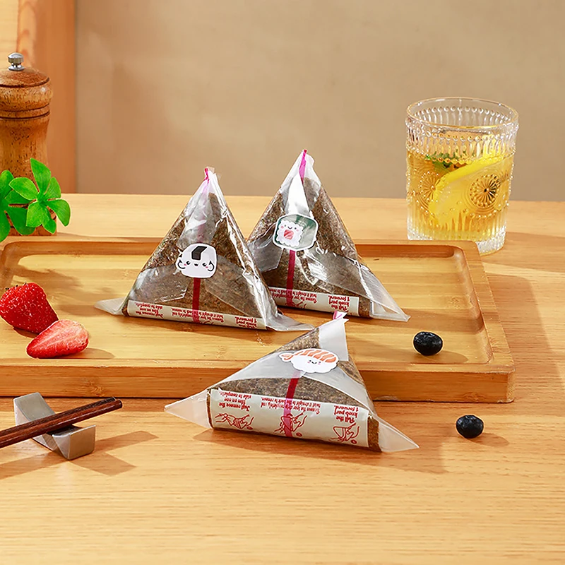 Double Layers Disposable Triangle Rice Ball Packaging Bags 10/50/100Pcs Nori Seaweed Onigiri Sushi Bag Onigiri Wrap Plastic Bags