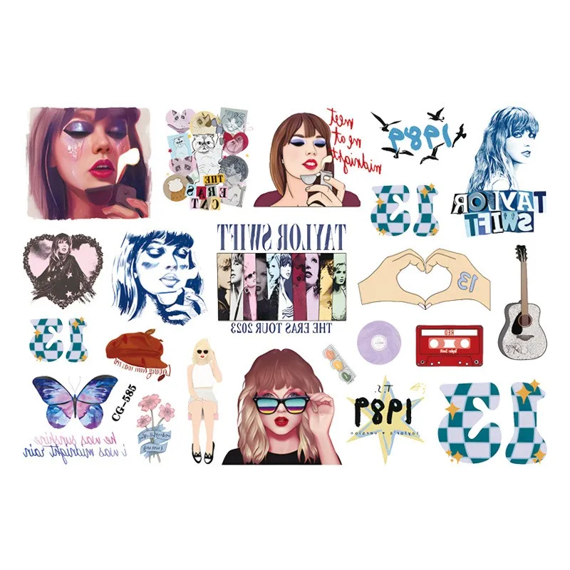 2024 New Taylor Swift Singers Fans Temporary Tattoo Sticker Long Lasting DIY Body Stickers For Children Adults Party Gift