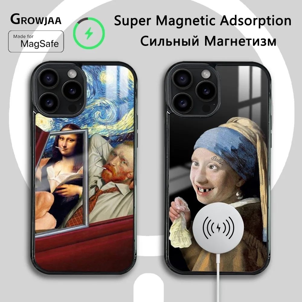 

Parody Of Famous Paintings Phone Case For iPhone 16 15 14 13 12 11 Pro Max Plus Mini New Magsafe Mirror Wireless Magnetic Cover