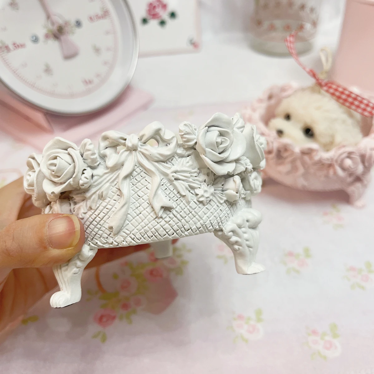 Pink candle holder, cute bow candle holder, house decoration, essential for girls