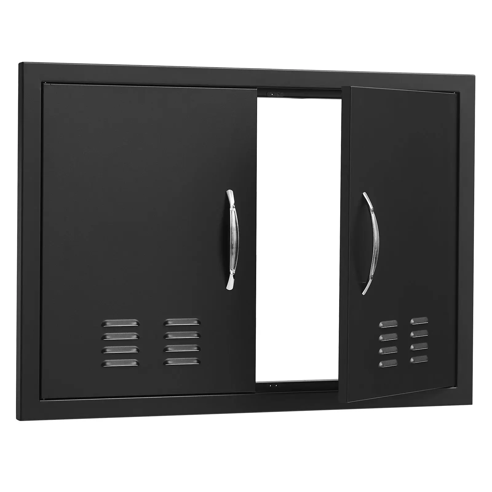 BBQ Access Door, 30W X 21H Inch Double Outdoor Kitchen Door, Cold Plate Flush Mount Door, Wall Vertical Door with Handles and