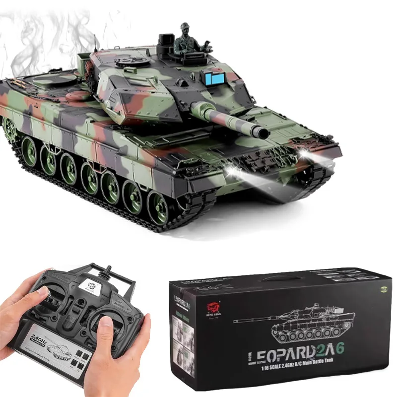 Henglong 3889-1 1/16 léopard allemand 2A6 modèle de réservoir télécommandé lourd Simulation tout en métal tir sur chenilles jouets pour enfants