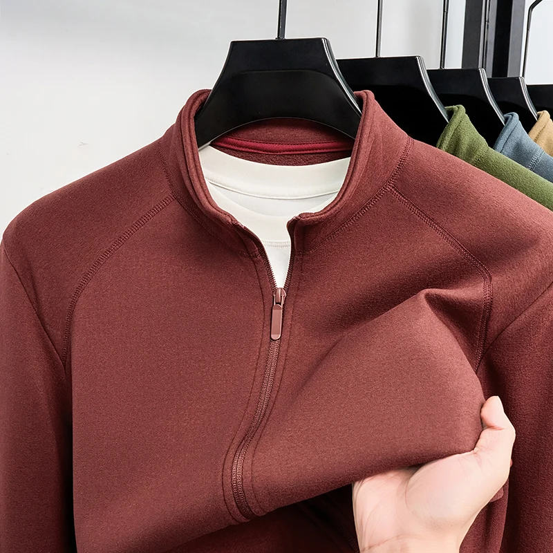 High Quality stand collar men's jacket new simple solid color casual versatile fashion comfort autumn winter luxury zipper coat