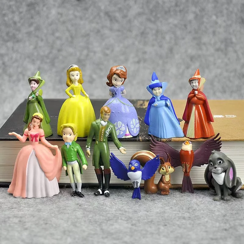 3-4cm 12pcs/Lot Sofia the First Figures Princess Sophia Amber Cilo Prince James Queen Miranda Bird Clover Rabbit Animal Toys