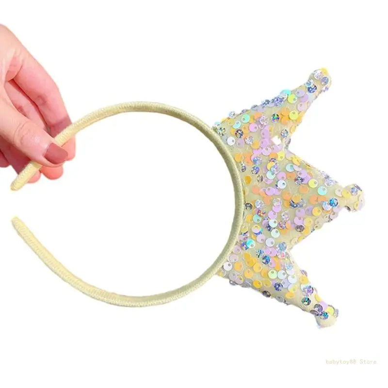 Y4UD Birthday Party Headband Kids Glittering Hairband Girl Stage Photo Hairhoop