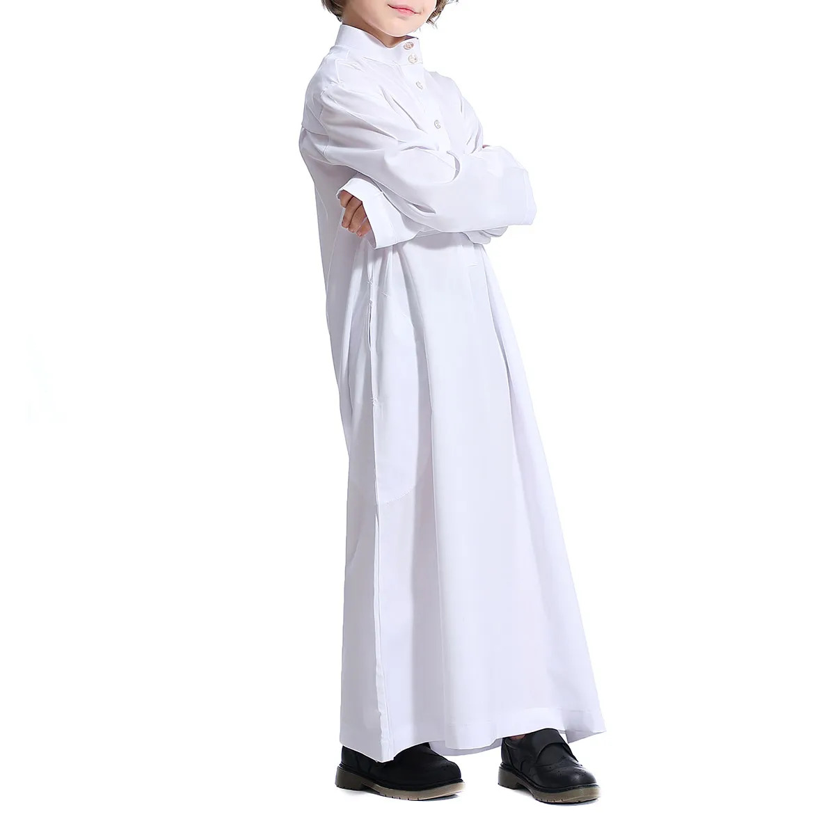 arab-style-boys-long-robe-muslim-teenagers-gown-straight-collar-full-length-ankle-covering-fashion-elegant-casual-wear