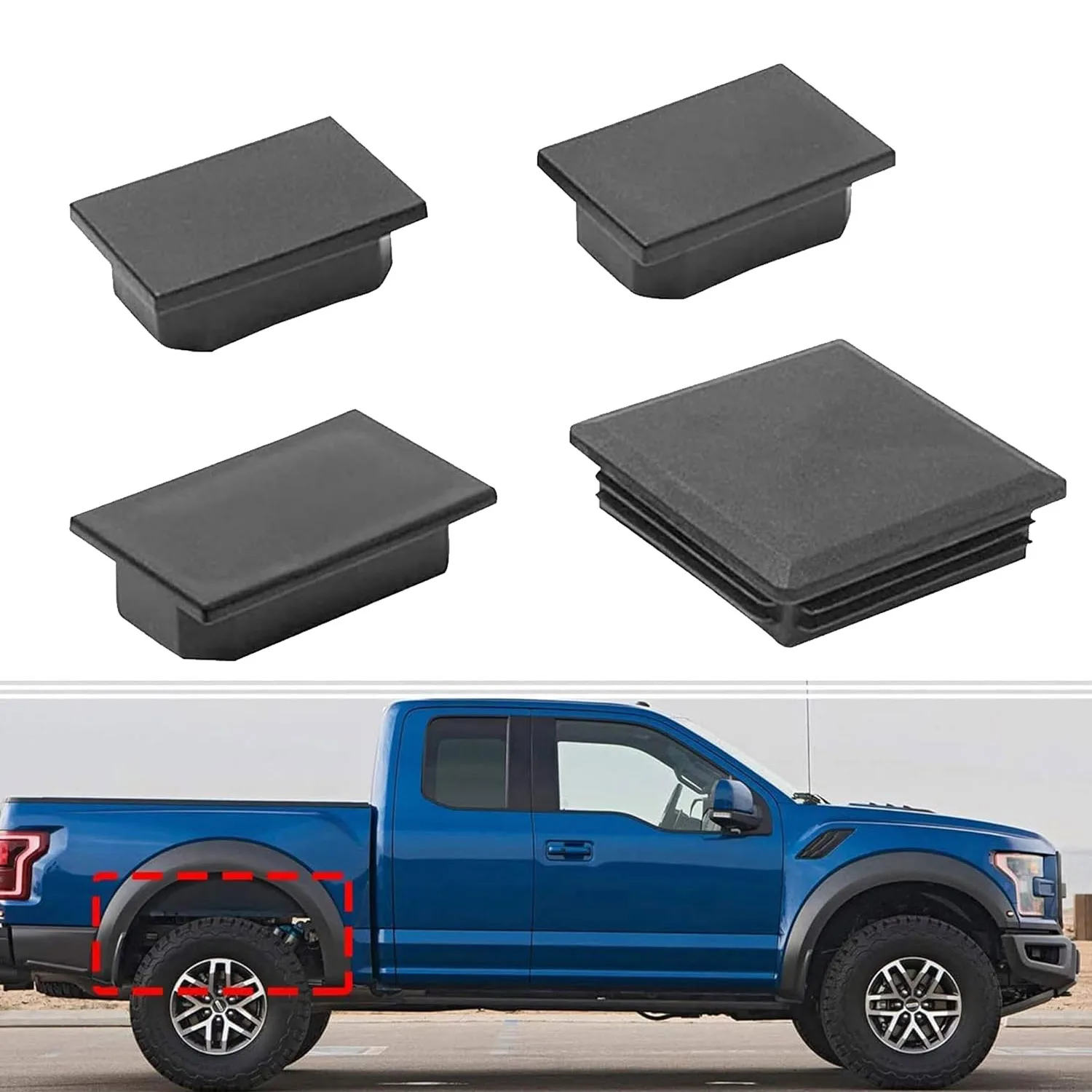 4PCS Frame Tube Hole Plug Anti Dirt Mud Rear Left Right Wheel Well Hole Cap For Ford F150 Raptor 2017-2021