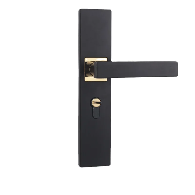 Yy Door Lock Black Door Lock Solid Wood Door Handle Household Magnetic Suction Mute Door Lock