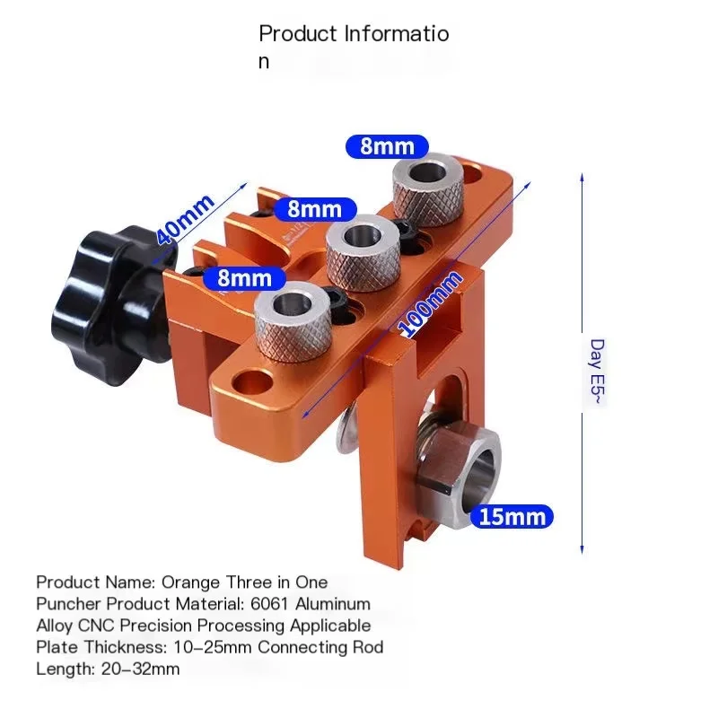 Woodworking 3 In 1 Doweling Jig Kit -Adjustable Wood Dowel Punch Locator Aluminum Pocket Hole Jig, Cabinet Hole Drill Guide Tool