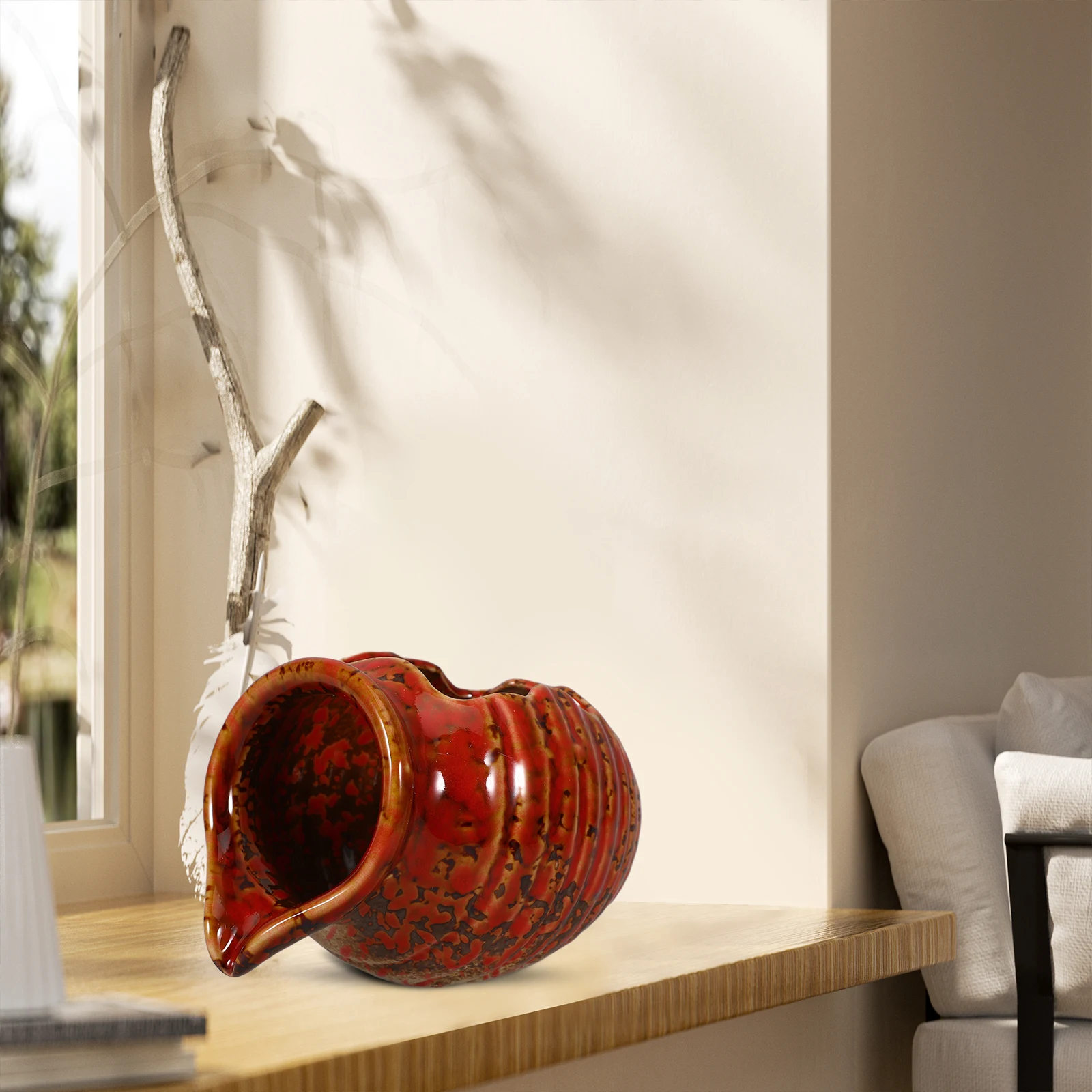 

Mini Ceramic Fountain Jar Decorative Circulating Waterfall Jar Indoor Outdoor Garden Balcony Courtyard Landscape Water Feature