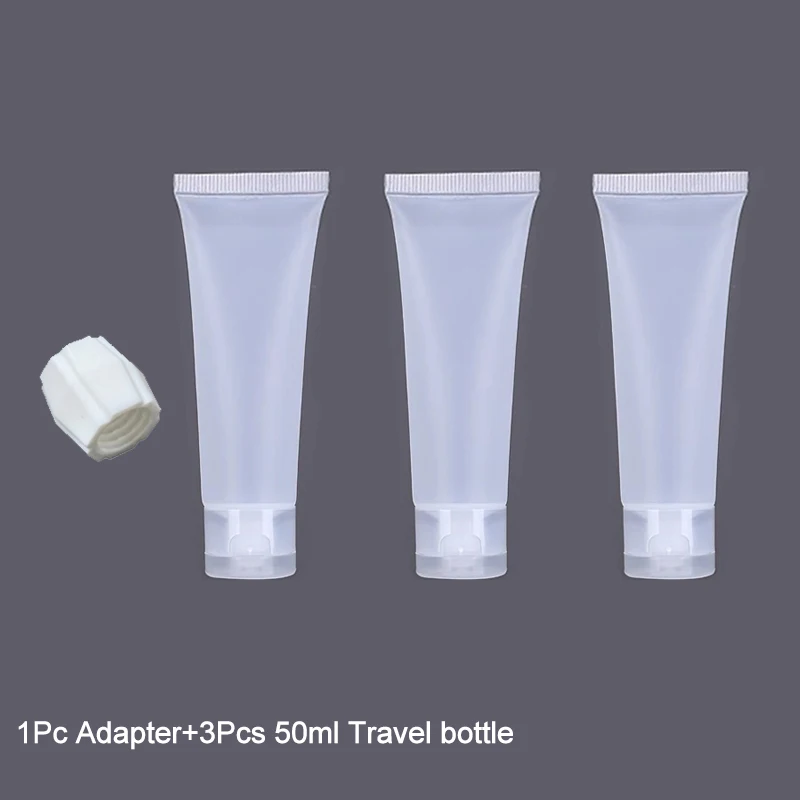 3-teiliges Reise-Quetschflaschen-Set + Transferadapter, tragbares, auslaufsicheres Kosmetik-Creme-Lotion-Toilettenartikel-Behälterset 15/30/50 ml – Detail 13