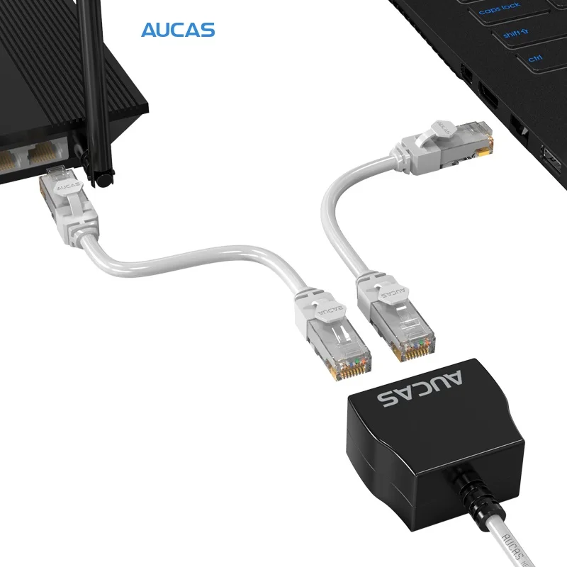 AUCAS-Spliter Cable Network, Extensão RJ45, 1 a 2 Portas, Conecte-se à Oferta DevIce