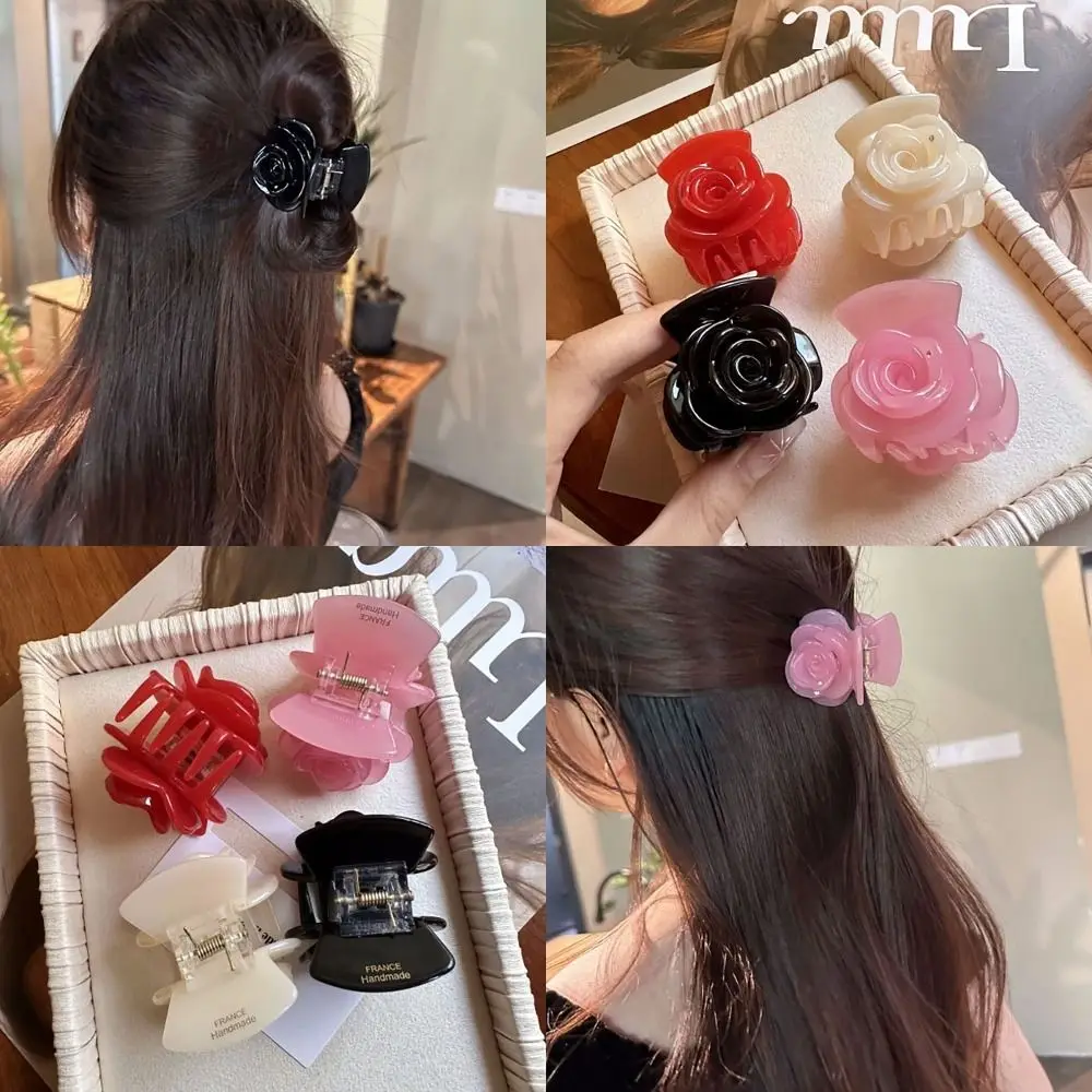 

Gentle Rose Hair Clip Anti-sloughing High Elastic Grab Clip Headdress Hair Accessories Ponytail Hair Clip Braided Hair