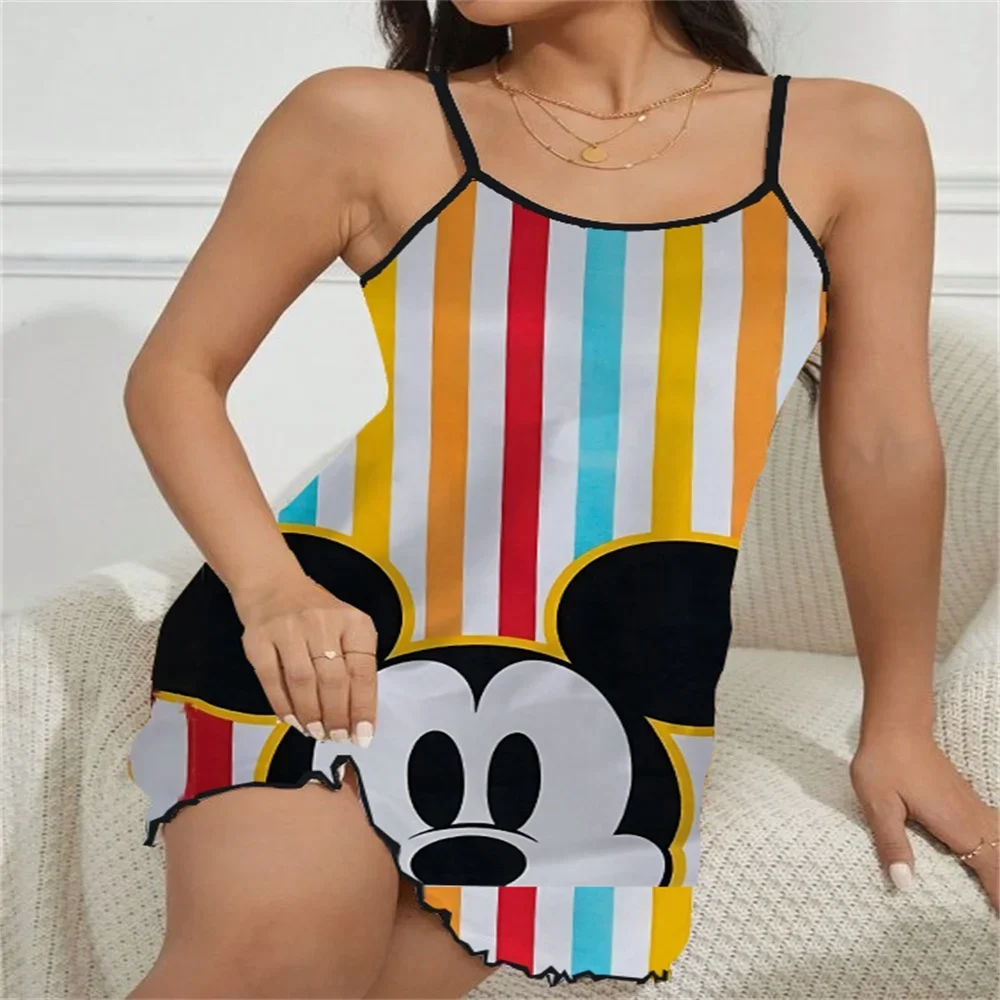 

Cartoon Mickey Pattern Print Women's Nightwear Sexy Charming Female Suspender Dress Summer Comfortable Nightwear for Women