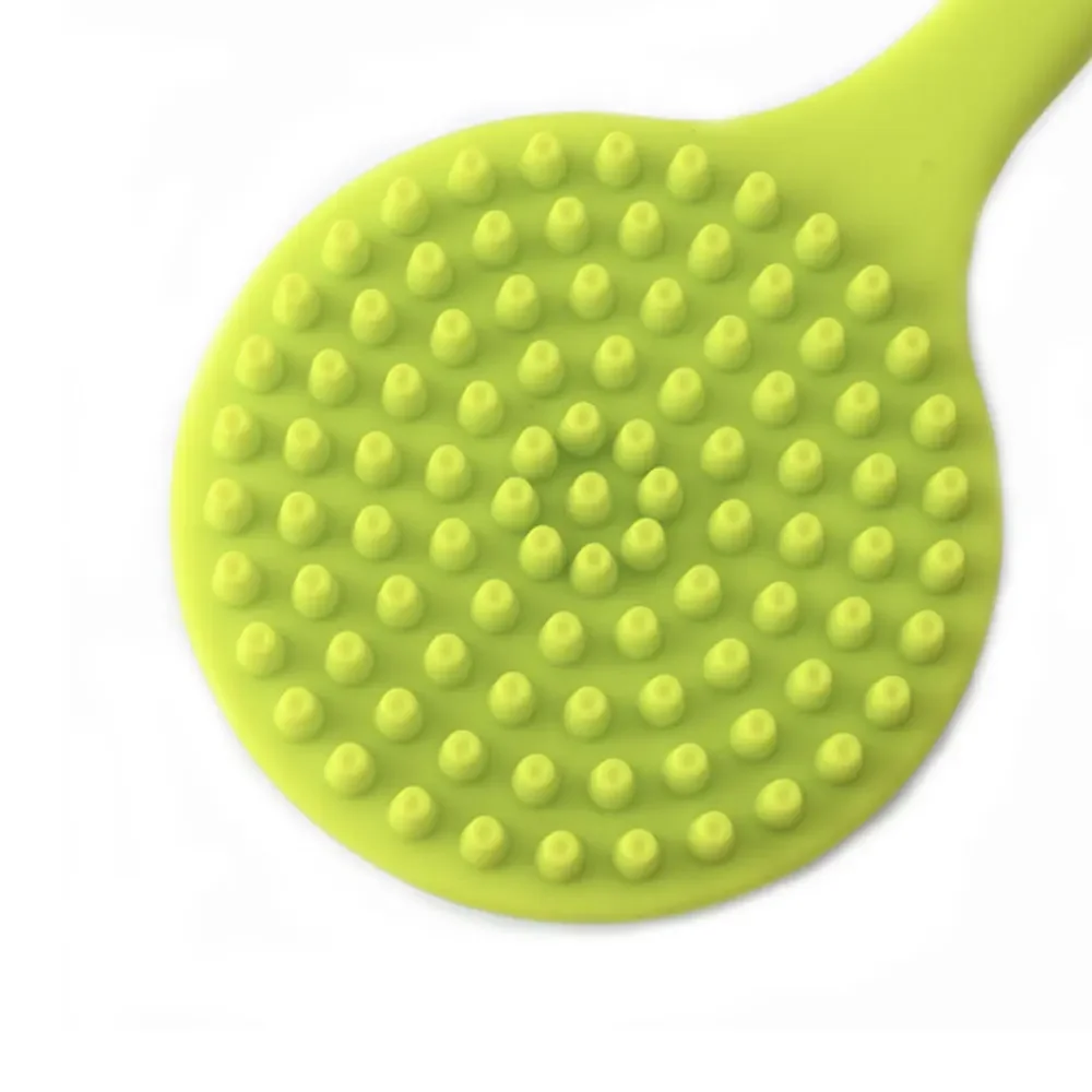 Brosse de bain en silicone pour le dos et le corps, épurateur de douche, long manche, brosse de massage expansive pour la peau