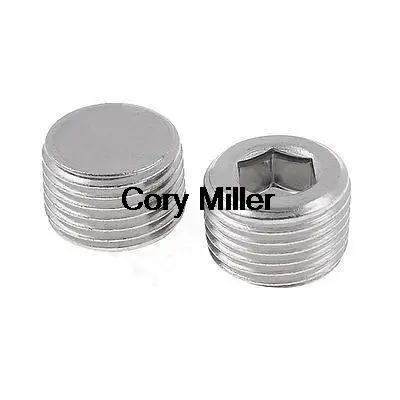 Silver Tone Air Pipe Fittings 1/16 1/8 1/4 3/8 1/2 3/4 1 PT Thread Hex Socket Metal Plugs