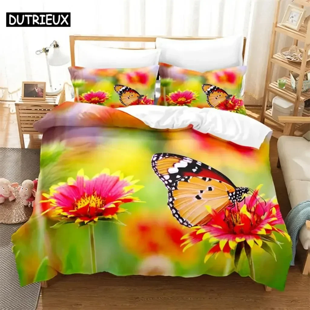 

Flower Butterfly Bedding Set Single Twin Double Queen King Cal King Size Bed Linen Set