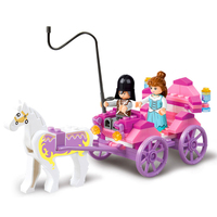 Great Value!!! Girl Princess Snack Dining Car Belle Ariel Aurora Cat Model Building Blocks Toys Construction Gift For Children