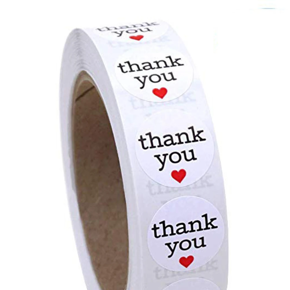 

500 шт., наклейка «Спасибо в форме сердца», красные клейкие бумажные этикетки, сумка для конфет, упаковка для выпечки, наклейки «Любовь ручной работы»