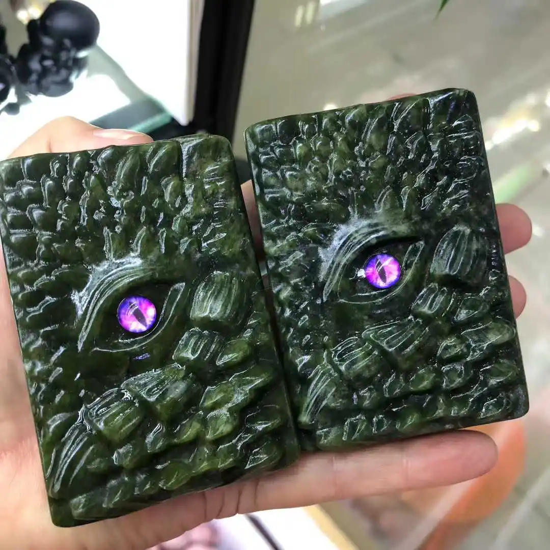8cm Dragon Book Eye Of The Devil Carvings FROM Natural Serpentine Ophiolite Mineral Crystal Stones Wicca Crafts Dropshipping