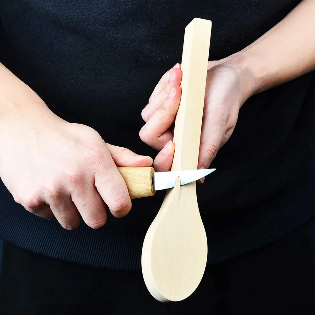 Cuillère en bois de hêtre non fini, kit de blanchiment artisanal pour démarreur de whittler, 4 pièces