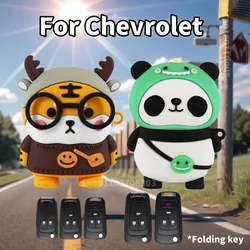 Para Chevrolet Chevy Cruze Malibu Camaro Aveo Equinox Impala Sonic 2 3 4 5 botones Tigre dinosaurio Panda accesorios de cubierta de llave de coche