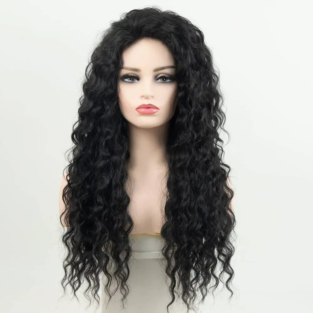 Linyi Long Curly Synthetic Wig For Women Ash Blonde Afro Textured Wavy Hairpiece Natural Side Part Daily Party Style