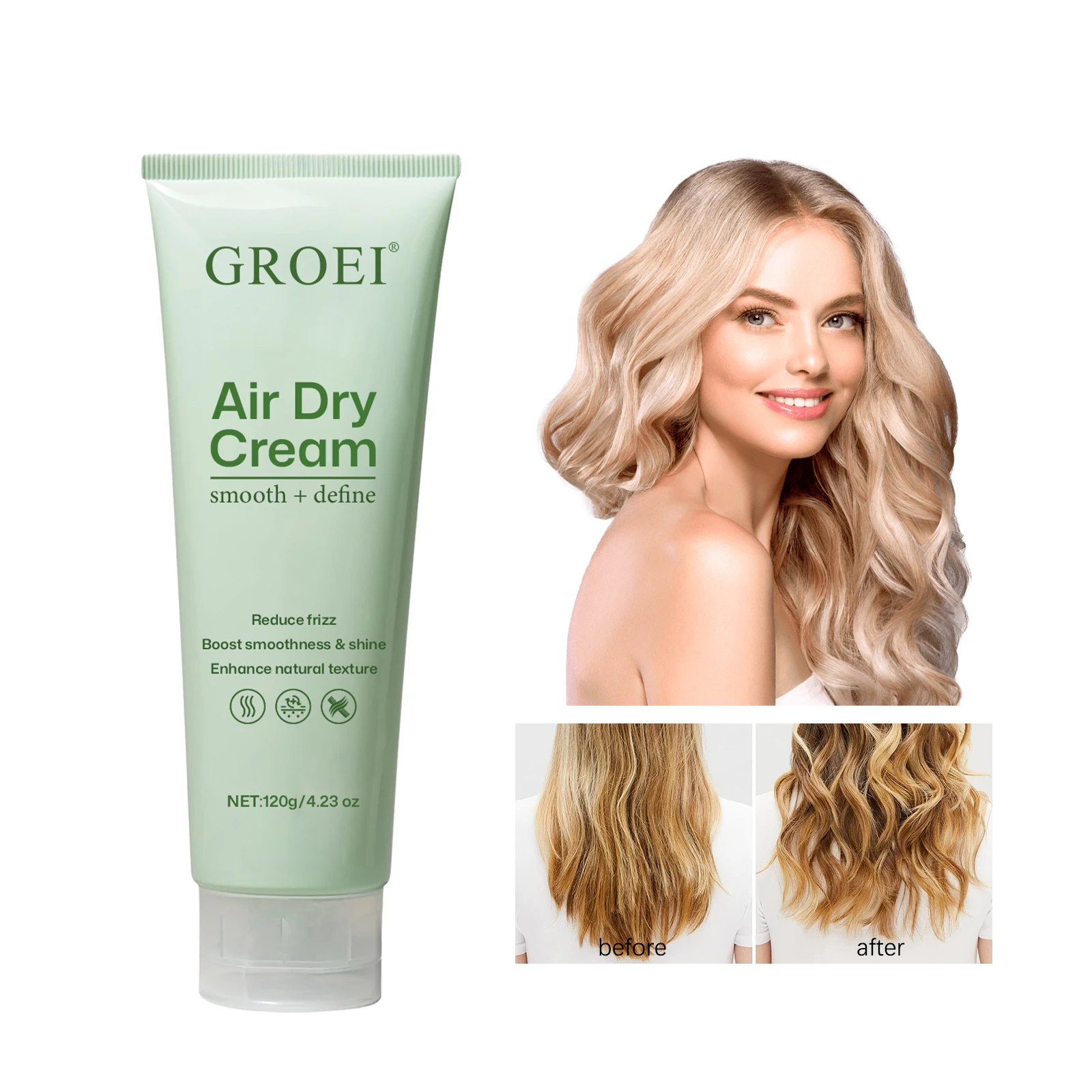 كريم تحديد الضفيرة غير لاصق يرطب لتحديد كريم تصفيف الشعر اللامع والترتد للشعر المتموج والمجعد