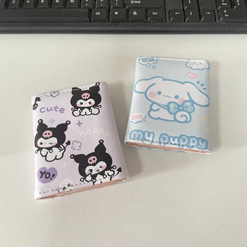 محفظة سانريو الجديدة مدمجة وسعة كبيرة ومحفظة صغيرة للعملات المعدنية على شكل رسوم كرتونية لطيفة وحقيبة قصيرة للطلاب
