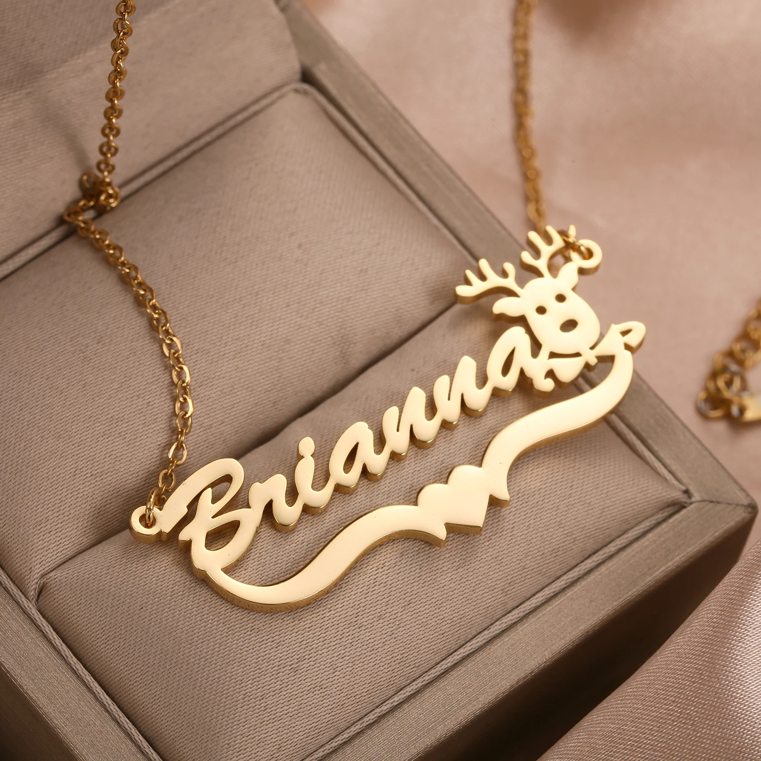 اسم مخصص قلادة جديدة 18K مطلية بالذهب الفولاذ المقاوم للصدأ الرنة القلب تصميم شخصية عيد الميلاد مجوهرات هدية للنساء #4