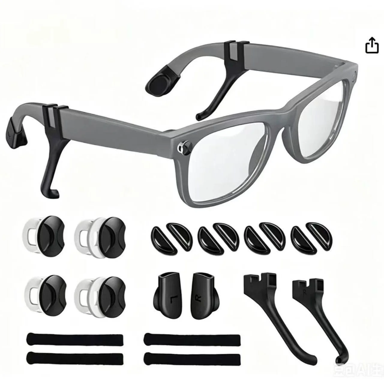 8 Pairs For Ray Ban Meta AI Smart Glasses,Light Blocking Accessories, Anti Slip Sleeves, Sound Guiding Tubes, Silicone Nose Pads