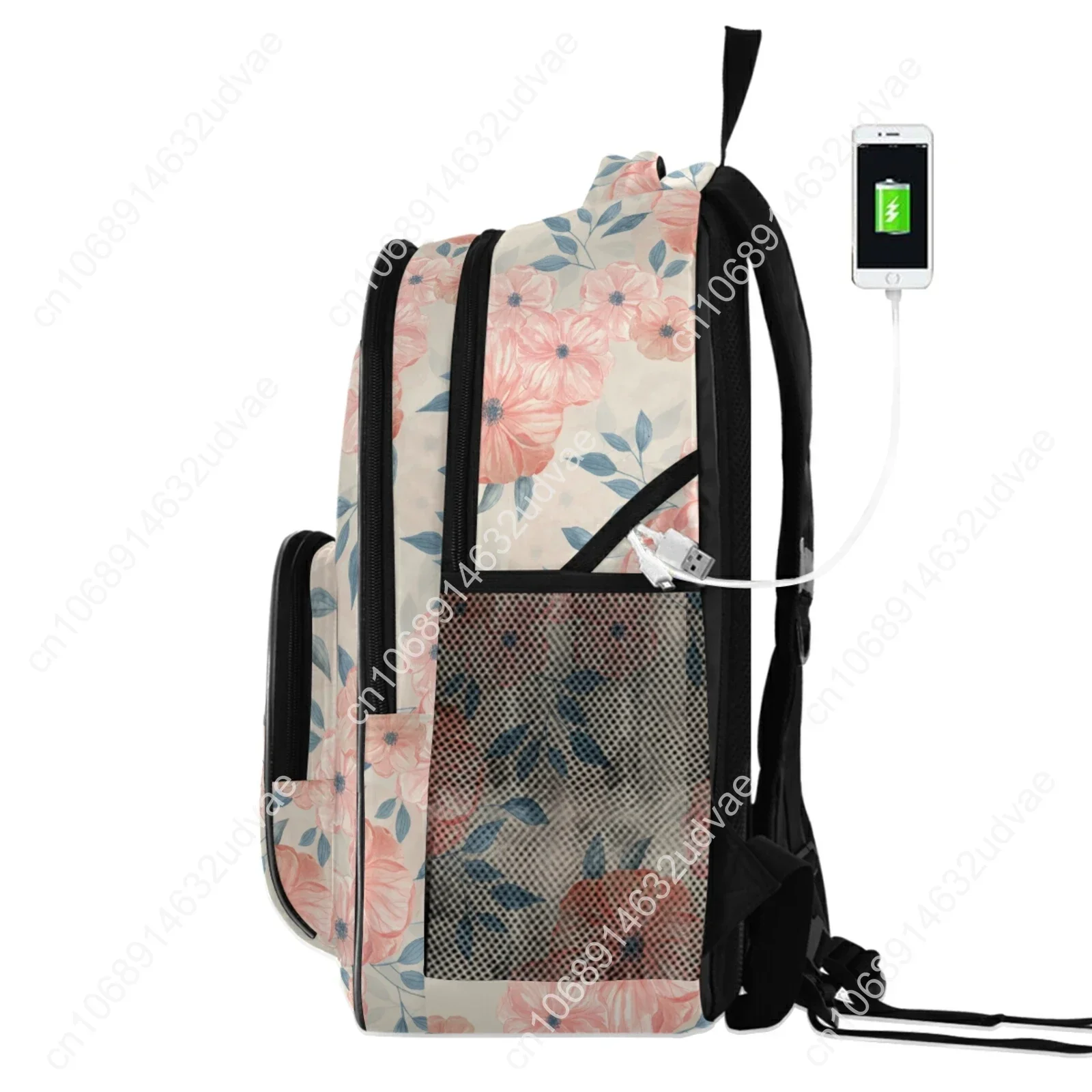 2022 New School Bag For Teenagers Girls Princess Bookbag Floral Print Schoolbags USB Charging Primary Students School Backpack