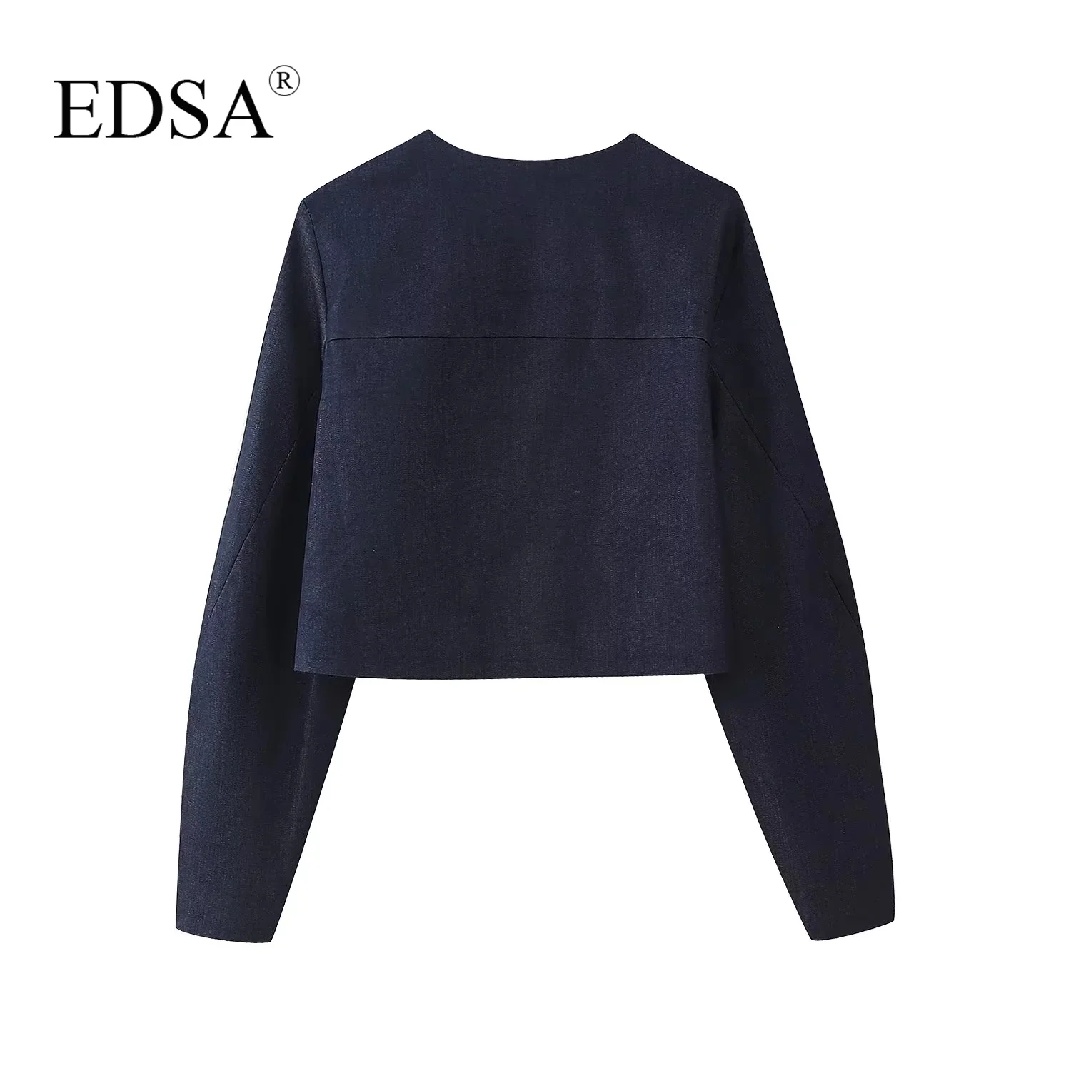 EDSA Women Fashion 2-częściowy zestaw Cropped Button Jacket & High Waist Culotte Trousers for Casual Female High Streetwear