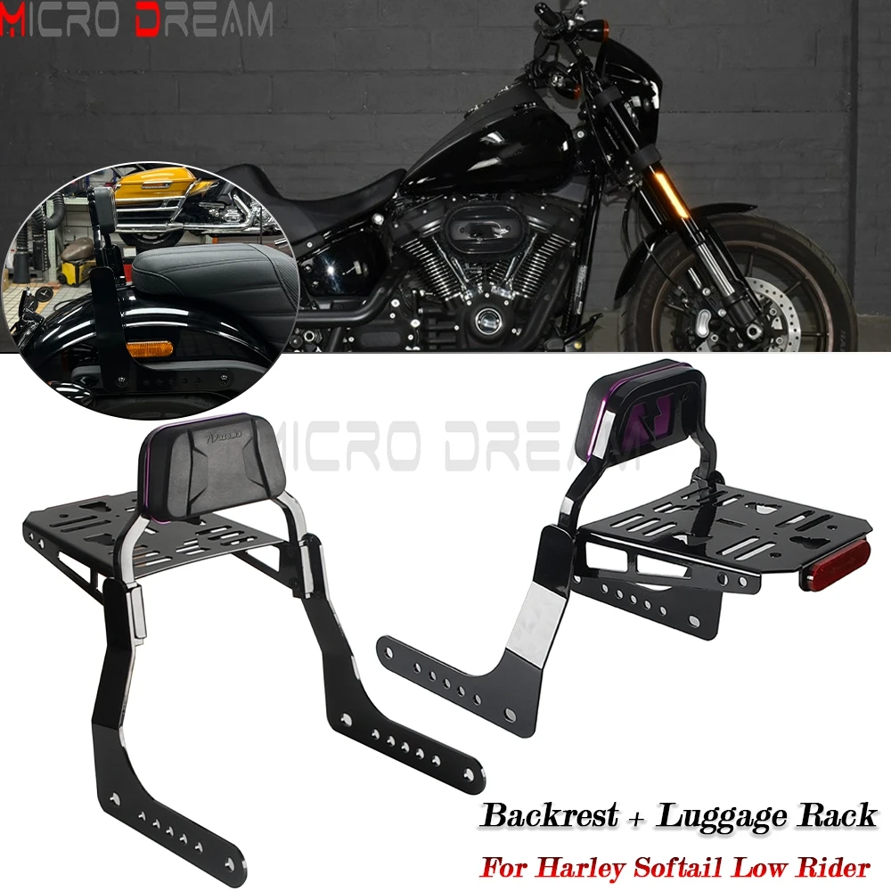 

For Harley M8 Softail Low Rider S FXLR FXLRS 2018-2025 Motorcycle Mini Sports Sissy Bar Kit Club Style Backrest W/ Luggage Rack