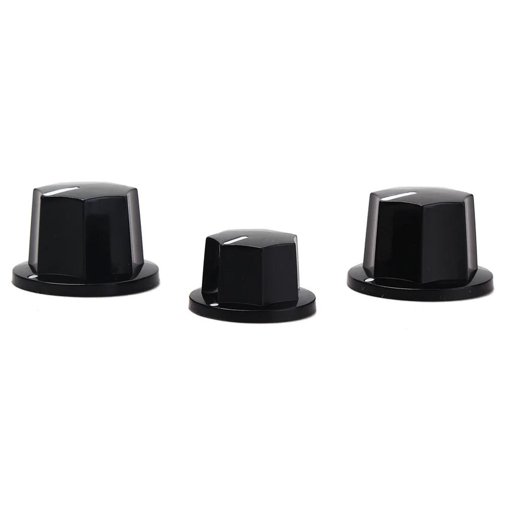 

3Pcs Black Skirted Knobs Vintage Style Volume Tone Control for Guitar Plastic Professional Replacement Parts