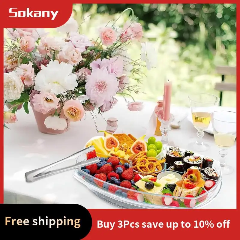 

A59E-Chilled Serving Platters,Chilled Veggie Tray With Lid,Ice Serving Platters And Trays Cold Travel,Fruit Ice Serving Tray
