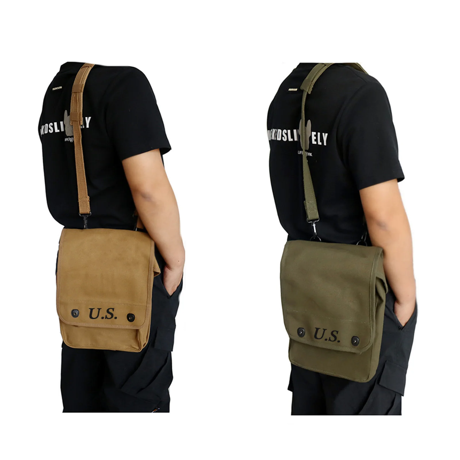 

WW2 Map Bag Outdoors Replica WW2 American Sundry Bag Men's One Shoulder Backpack Canvas Shoulder Bag
