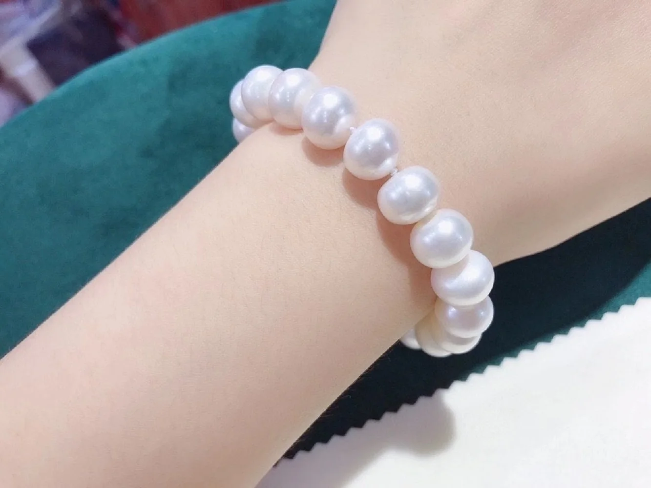 

Браслет из натурального белого жемчуга AAA10-11 мм, японский круглый браслет 7,5-8 дюймов/925 с